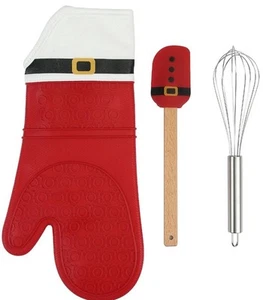 Kohl’s Weihnachten Santa Silikon Ofenhandschuh, Spatel, Schneebesen ~ 3-teiliges Set ~ kostenloser Versand - Bild 1 von 1