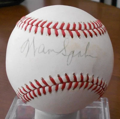 Warren Spahn AUTOGRAPH ONLB  No COA HOF 7402 - Image 1 of 4