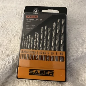 Saber HSS DRILL BIT 13 PIECE SET 1.5-6.5 New - Picture 1 of 3