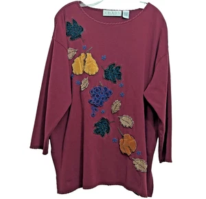 Top túnica tejida con apliques bordados frutas hojas temáticas otoño talla 3 Chaus mujer - Imagen 1 de 10