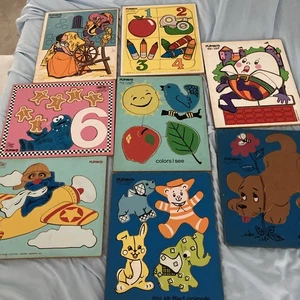 Vintage Wooden Puzzles Preschool Homeschool Sunday Daycare Lot of 8 - Picture 1 of 10