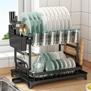 Promotional Products- Dish Rack, 2 Tier Utensil Holder, Rustproof Kitchen Dish - Picture 1 of 20
