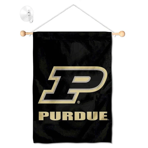 Purdue Boilermakers Slant P Banner Window Hanging with Suction Cup Cover