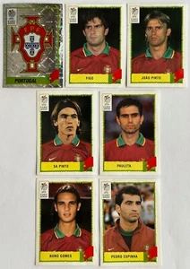Panini UEFA EURO 2000 - PORTUGAL BUNDLE - Green Back Original Stickers x 7 - Picture 1 of 2