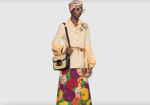 GUCCI ecrù con giacca blazer manica corta oro Horsebit 42 US 6