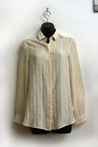 Gucci Silk Blouse IT 36 XXS Off White Shirt Logo Button Luxury Designer Top - Picture 1 of 8