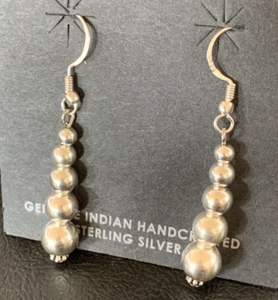 Pendientes colgantes navajo con cuentas de plata de ley 13039 de tendencia - Imagen 1 de 12