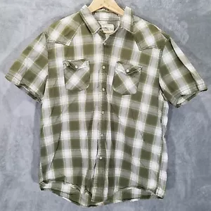 Camicia Aeropostale da uomo XL verde a quadri perla manica corta western casual - Foto 1 di 9