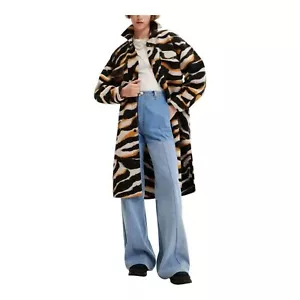 Desigual Long Zebra Overshirt Coat Size US XS NWT - Picture 1 of 11