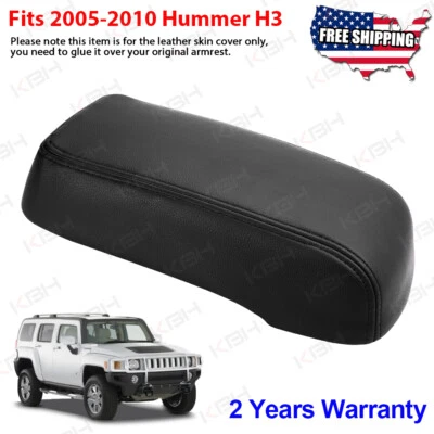 Se adapta a Hummer H3 2005 2006 2007-2010 consola central tapa reposabrazos cubierta de vinilo negro Foto 1 de 4
