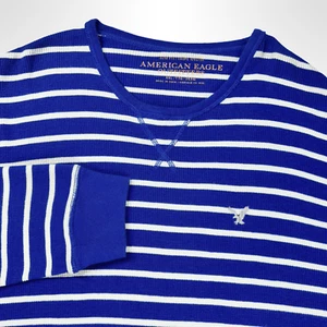 American Eagle Outfitters Shirt XXL Blue White Stripe Long Sleeve Live Your Life - Picture 1 of 11