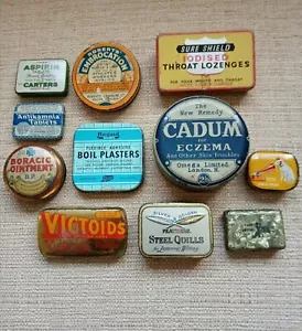 More details for 11 antique small advertising tins mainly medical first half 20th century 