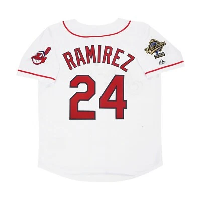 Camiseta para hombre Manny Ramírez 1995 Cleveland Indians local blanca de la Serie Mundial Foto 1 de 4