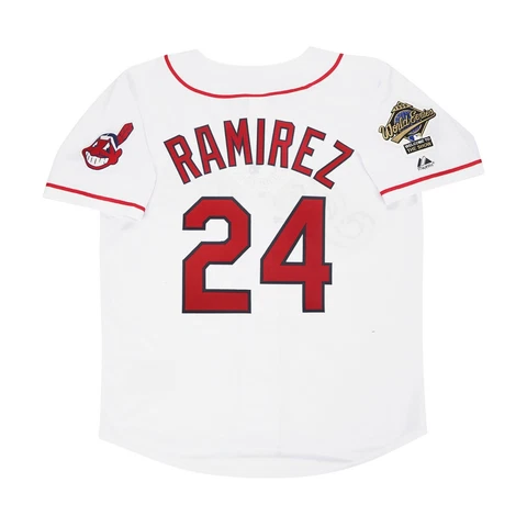 Manny Ramirez 1995 Cleveland Indians Home White World Series Men's Jersey Cover
