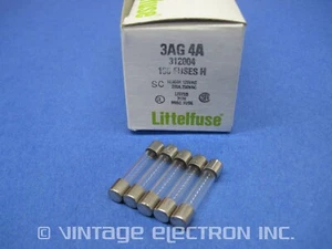 (5) NEW LITTELFUSE 312004 QUICK-BLO 3AG Fuses: 4A (4 Amp) 250V (1/4" X 1-1/4") - Picture 1 of 5