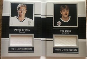 52/65 Wayne Gretzky & Rob Blake 15-16 UD SPGU Media Guide Booklet Dual GU Jersey
