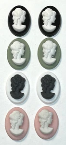 16 Vintage rechts ausgerichtet verschiedene Harzkameen 18 mm x 13 mm MENGE 16 Stück NEU - Bild 1 von 4