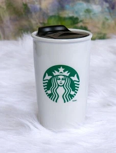 Starbucks Green and White Logo Ceramic Travel Tumbler Coffee Mug Cup 12 fl oz - Picture 1 of 4