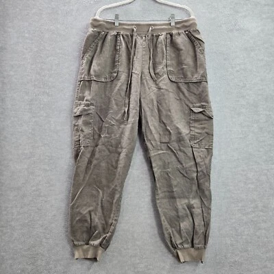 INC International Concepts Women Pants 16W Khaki Linen Cargo Jogger - Image 1 of 4