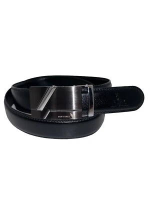 San Vitale Men’s Black Leather Belt with Silver Toned Buckle 35”-42” - Image 1 of 4