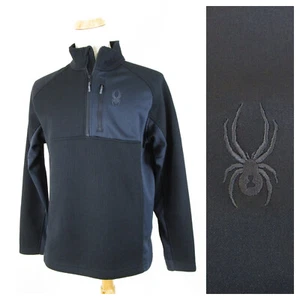 Spyder Mens Solid Black Half Zip Pullover Sweater Jacket Size L - Picture 1 of 9