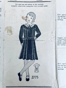 Original 30er Jahre Mädchen Plissee Kleid Versandhandel unbedrucktes Muster Gr. 12 Brust 30" - Bild 1 von 8