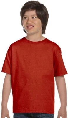 Boys Hanes Beefy-T 5384 Deep Red Cotton Crewneck Short Sleeve T-Shirt Sz XS NWT - Image 1 of 4