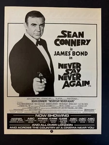 JAMES BOND - NEVER SAY NEVER AGAIN 8.5x11" 1983 MAGAZINE PRESS ADVERT SH07 - Imagen 1 de 1