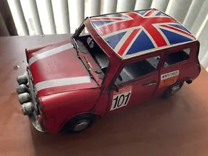 Vintage Metal Tin Car Red Mini Cooper Monte Carlo Neko 101 Model Toy, 18”inch - Picture 1 of 5