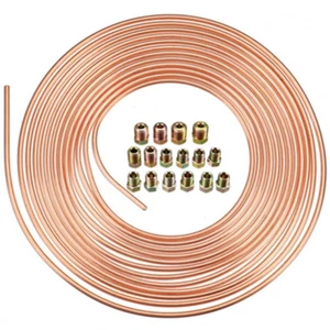 3/16in OD 25FT Copper Nickel Car Brake Line Tubing Kit Fuel Pipe Hose W/Fittings - Picture 1 of 15