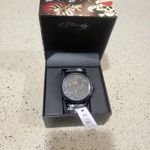 OROLOGIO UOMO ED HARDY NERO/VERDE MIMETICO QUADRANTE/NERO TATUAGGIO CINTURINO SILICONE - NUOVO CON SCATOLA - Foto 1 di 4