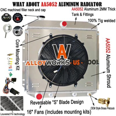 ALLOY Aluminum 3 Row Radiator Shroud Fan For 1953-1956 Ford F-100 F-250 - Изображение 1 из 4