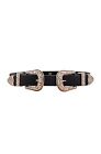 B-Low The Belt Bri Bri Black Leather Belt Western Buckle Black/Rose Gold Size S