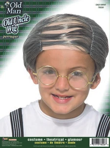 Viejo tío Bert Wig peine calvo sobre disfraz niño 100o día de escuela - Imagen 1 de 4