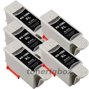 Paquete de 5 tintas negras #10XL para impresora Kodak 10 ESP 3200 3250 5200 5250 7250 9250 - Imagen 1 de 2