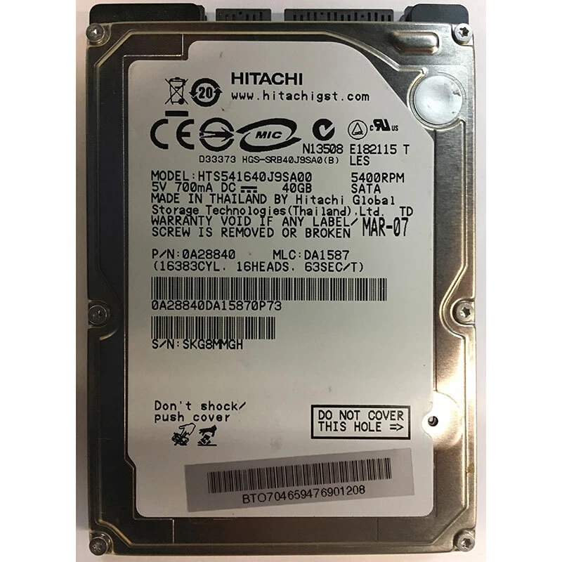 0A28840 - Hitachi 40GB 5400 RPM SATA 2.5" HDD - Image 1 of 1