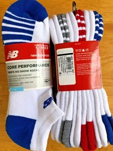 NEW BALANCE 6 PAIR PERFORMANCE Men's No Show socks Shoe Size 9-12.5 Great Value! - Picture 1 of 4