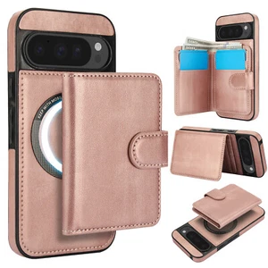 Para Google Pixel 9 Pro XL/9A/8 Desmontable Billetera Tarjeta Magnética Estuche de Cuero PU - Imagen 1 de 43