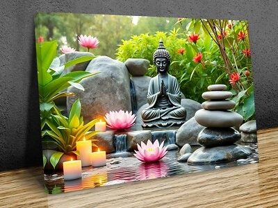 Meditación Buda escultura lienzo impresión arte enmarcado pared o solo impresión   Foto 1 de 4