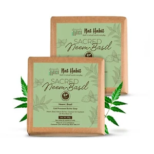 Nat Habit kaltverarbeitete heilige Neem-Basilikumbutter Badeseife-antibakteriell 125gmx2 - Bild 1 von 8