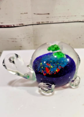 "Estatuilla pisapapeles tortuga de vidrio artístico tortugas bebé interior 5,5"" decoración del hogar" Foto 1 de 4