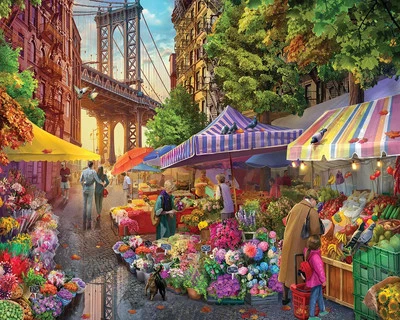 Puzzles - Flower Market - 1000 Piece Jigsaw Puzzle for Adults - Image 1 of 4