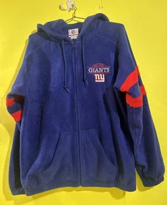 NFL New York Giants Sweatshirt Mens LARGE Blue Red Full Zip Hoodie  AUTHENTIC - Picture 1 of 5
