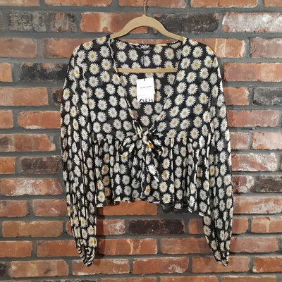Blusa bohemia con estampado de margaritas transparente M de Zara The Gina nueva con etiquetas Foto 1 de 4