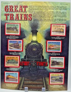 Vintage World of Stamps Series Great Trains Cook Island Display Collectable - Picture 1 of 4