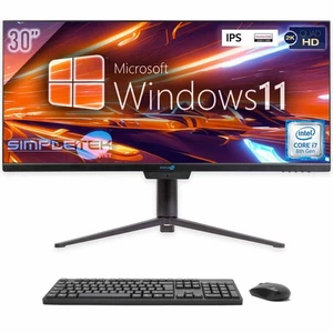 AIO All In One I7 21:9 Ultrawide 30" Windows 11 4GB 240GB 2K IPS Wifi 6 PC BT - Picture 1 of 12