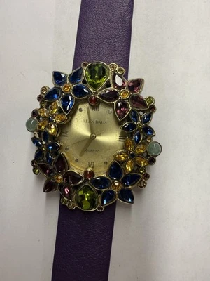 Reloj Heidi Daus Mujer Cristal B10238 Correa Cuero Púrpura Cuarzo Foto 1 de 4