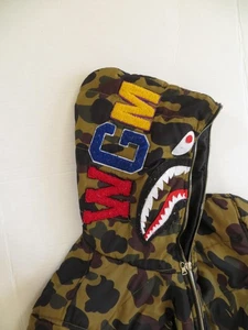 Bape A Bathing Ape Jacket Mens Med? Sm? Camo Shark Full Zip Hoodie Puffer Tiger - Picture 1 of 9