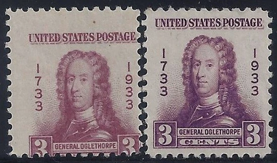 726 - 3c Scarce 2-Way Misperf Error / EFO "General Oglethorpe" Mint NH - Image 1 of 1