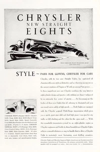 1930 Chrysler Straight Eights: Paris for Gowns Vintage Print Ad - Picture 1 of 1